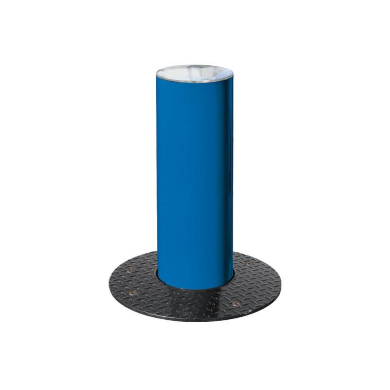 Brushed Steel Retracting Bollard in Blue