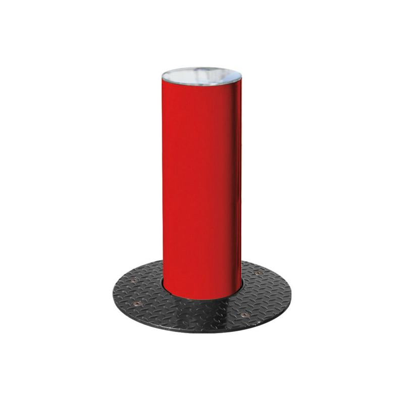 Brushed Steel Retracting Bollard in Red