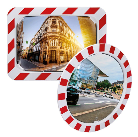 Traffic Mirror with Red and White Frame